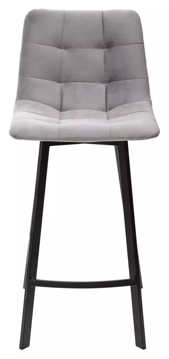 Полубарный стул CHILLI-QB SQUARE светло-серый #26, велюр / черный каркас (H=66cm) М-City