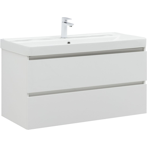 Aquanet 328002 Тумба с раковиной Вега 100 2 ящ. цв.белый глянец (328002)