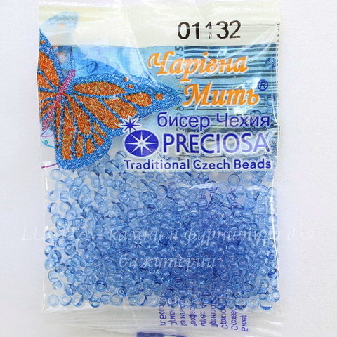 01132 Бисер 10/0 Preciosa Кристалл Соль-Гель небесно-синий