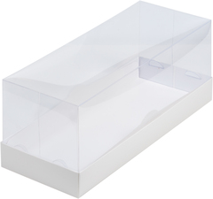 Коробка для рулета белая с панорамной крышкой и подложкой 30х12х12 см