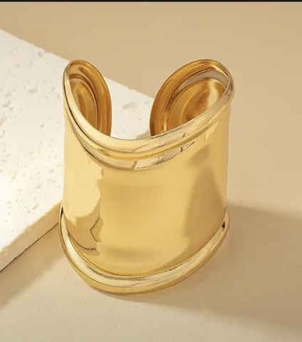 16987- Браслет-манжета в стиле tiffany & co bone cuff широкий в лимонной позолоте