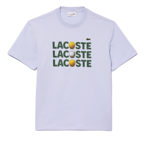 Теннисная футболка Lacoste Heavy Cotton Tennis Ball Print T-Shirt - light blue