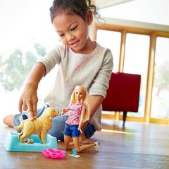 Набор Барби с собакой и новорожденными щенками, блондинка