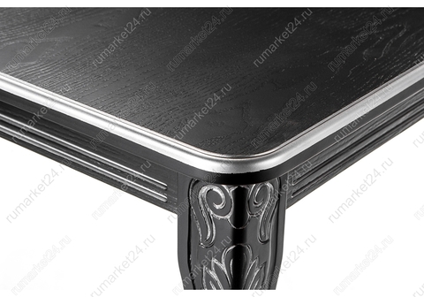 Стол деревянный кухонный, обеденный, для гостиной Каллисто патина серебро 84*84*78 Черный
