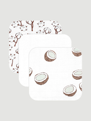 Сет из 3х муслиновых салфеток Mjölk Кокосы/White/Хлопок