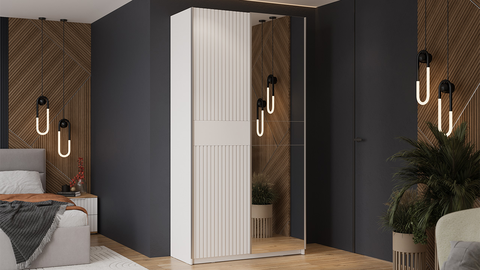 Шкаф-купе Оскар Хилтон 2-х дверный с зеркалом 118 белый снег / белый матовый