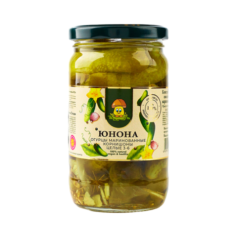 Огурцы маринованные 3-6 370г ст/б Юнона
