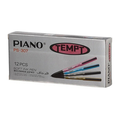 Ручка шариковая, масляная, Piano, синие чернила, цветной корпус, 12 шт