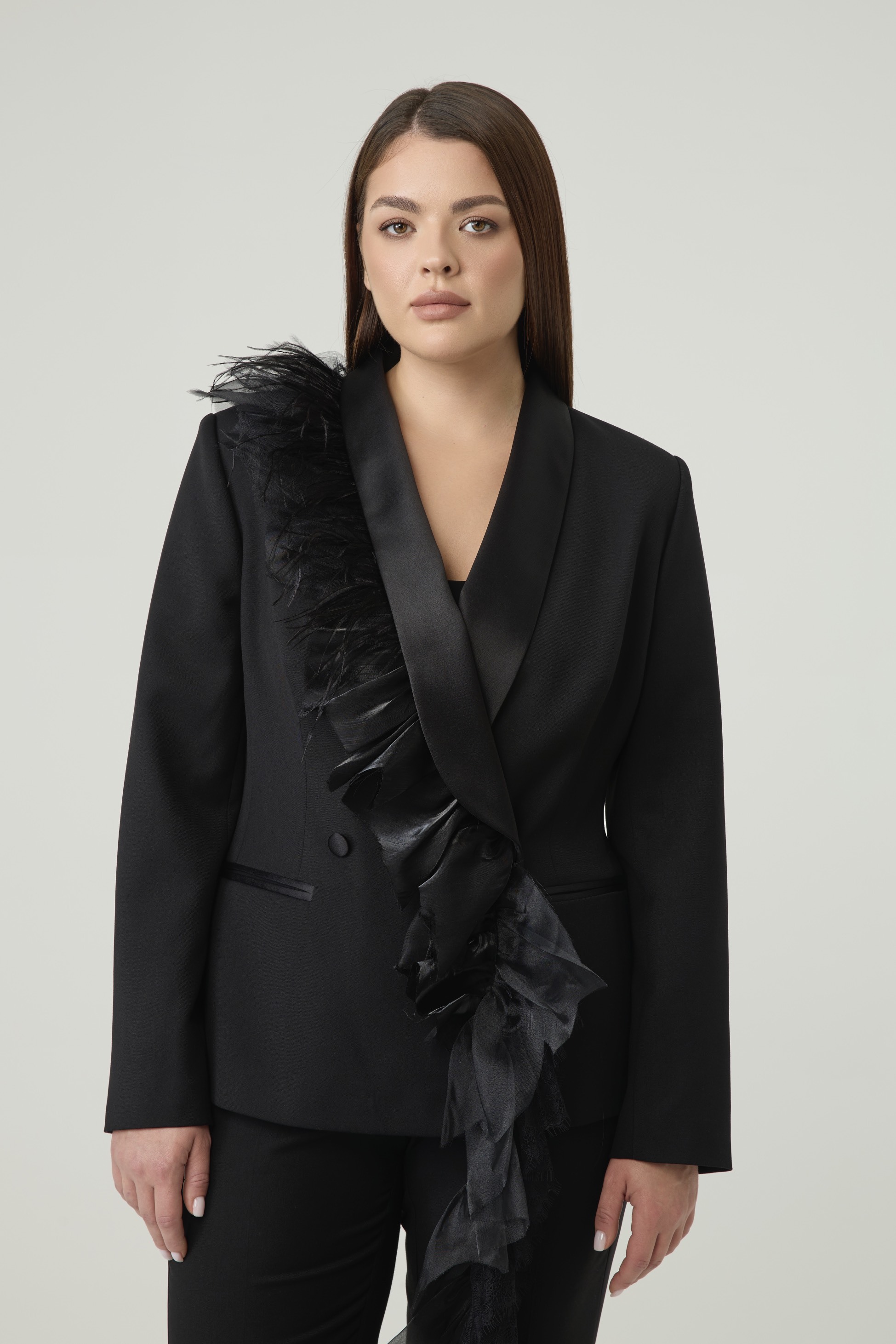 Жакет-смокинг, черный