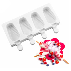 Форма силиконовая для мороженого "Рифленое эскимо" 36*68 мм, 4 ячейки