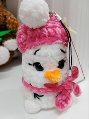 Брелок Снеговик в розовой шапке