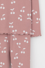 пижама  для девочки  К 1618-1/серая пудра,крупная вишня