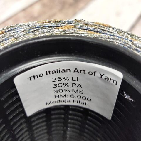 Лен (35%) с люрексом и шишибриками NODINO DI LINO 600 синий с серебром