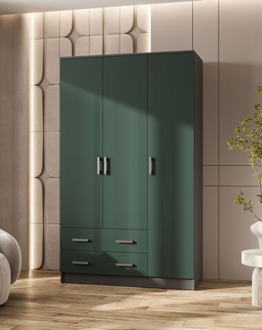 Шкаф 3-х ств. (Изумрудный (КРОМКА ГРАФИТ), Графит)