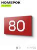 Табличка с номером 80 на дверь квартиры, для офиса, кабинета, аудитории, склада, красная 120х70 мм, Айдентика Технолоджи