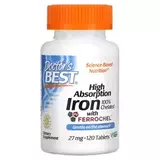 Легкоусвояемое железо 27 мг, High Absorption Iron with Ferrochel 27 mg, Doctor's Best, 120 таблеток 1