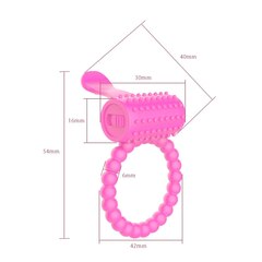Розовое силиконовое эрекционное кольцо с вибрацией и язычком - 