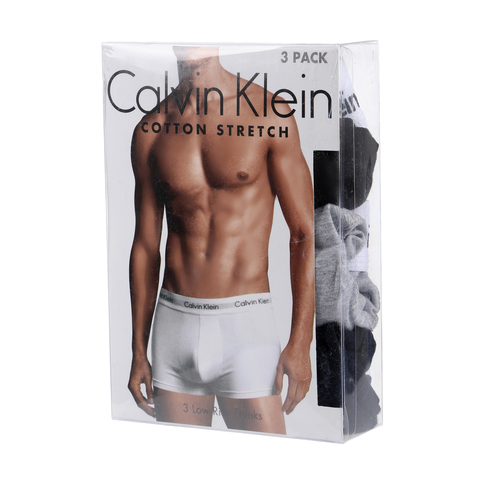 Набор мужских трусов боксеров 3в1 (черные, серые, темно-синие) Calvin Klein Cotton Stretch