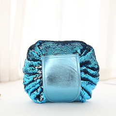 Ленивая косметичка-мешок с пайетками, цвет голубой