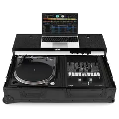 Кейс UDG Ultimate Flight Case Single Turntable Battle/ PLX-CRSS12 & 10"/12" Mixer Black Plus (Laptop Shelf, Trolley & Wheels)