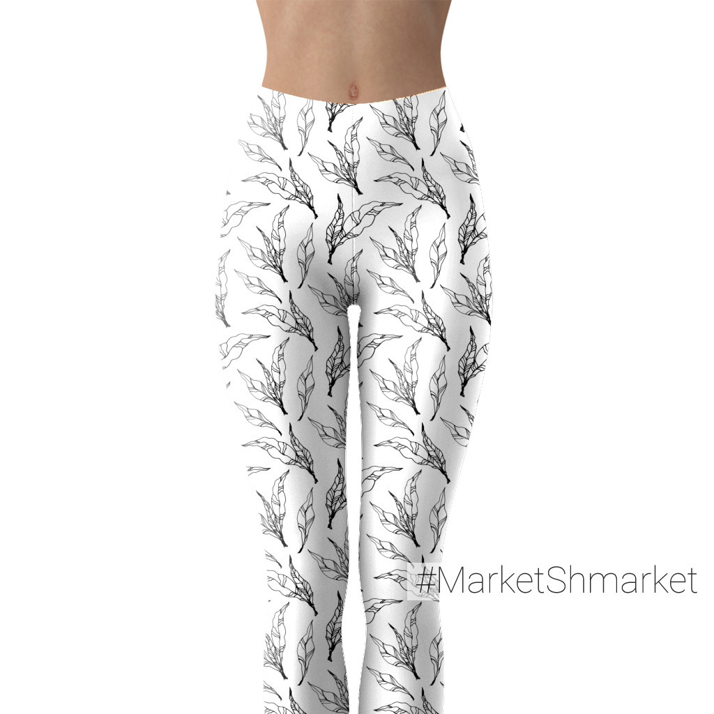 Ткани Черно белые листья - закажи на #MarketShmarket.com любая ткань с ...