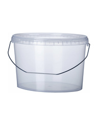 Ведро пластиковое прозрачное с крышкой 10,7 л. с металической ручкой