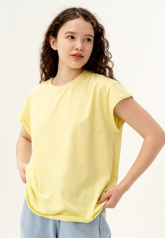 Футболка со скрученным рукавом Bowery NYC однотонная Elfin Yellow