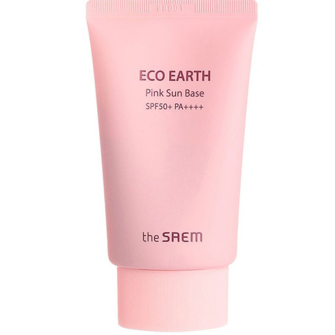 The Saem Sun Крем-база для лица солнцезащитная с каламиновой пудрой Eco Earth Pink Sun Base SPF 50+ PA++++