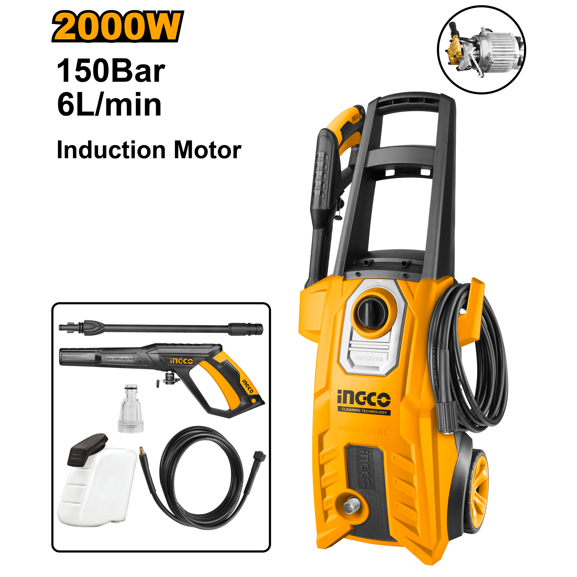 Мойка высокого давления INGCO HPWR20008 INDUSTRIAL 150 бар 2000 Вт цена ...