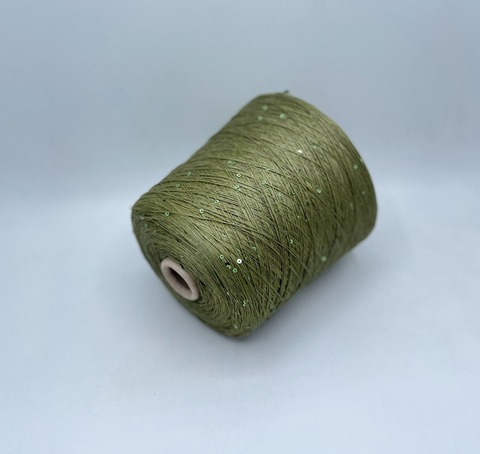 G&G Filati (пр.Италия), art-Lino 560м/100гр, 100%Лен +пайетка, цвет-Светлый хаки. арт.30396