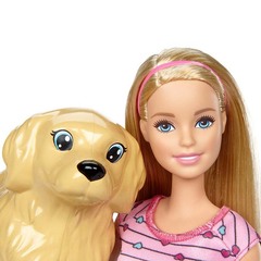 Набор Барби с собакой и новорожденными щенками, блондинка