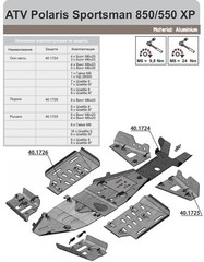 Защита порогов для POLARIS Sportsman 550/850 Touring/X2 2009-15 STORM 1726