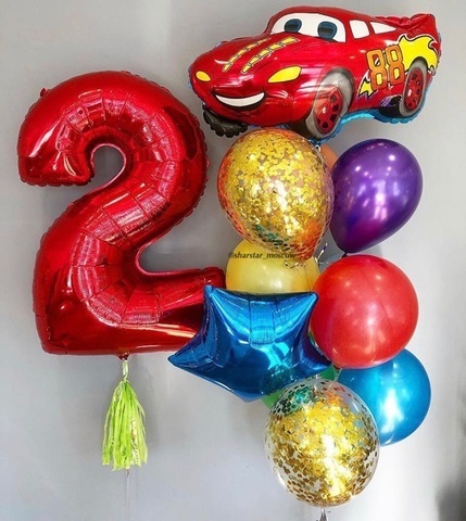 воздушные шары ребенку на день рождения 2 года, Фольгированная фигура Молния-Макуин