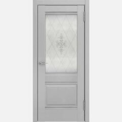 Купить Дверь экошпон ЛУ-52 серая остеклённая