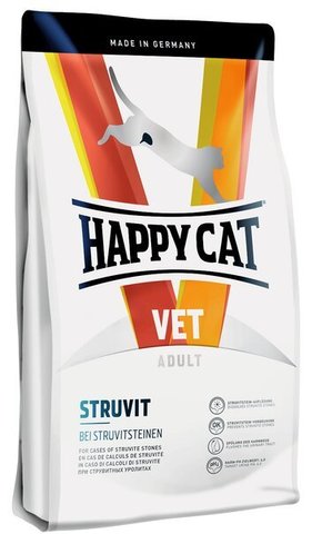 купить Happy Cat VET Diet Struvit сухой корм для взрослых кошек при мочекаменной болезни струвитного типа 4 кг