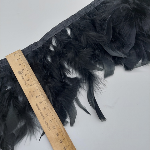 Тесьма  из перьев индейки h-15 см., (черный)