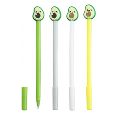 
          Ручка гелевая, пиши-стирай, Basir, синие чернила, серия "Авокадо", с резиновой фигуркой - ластиком, 24 шт