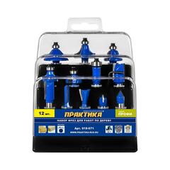 Набор фрез ПРАКТИКА по дереву 12 шт (хвостовик 8 мм) (918-671)