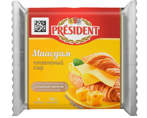 Сыр плавленый Президент Мастер бутерброда Мааздам 40% 150г, шт