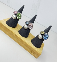 Кольцо разъемное с тремя цветными вставками в стилистике POISON DROP