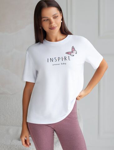 Футболка с принтом свободная эластичная из премиального хлопка  D49.136 (130778)