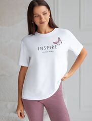 Футболка с принтом свободная эластичная из премиального хлопка  D49.136 (130778)