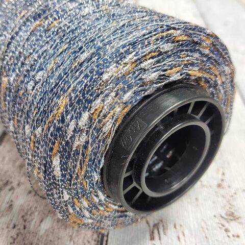 Лен (35%) с люрексом и шишибриками NODINO DI LINO 600 синий с серебром