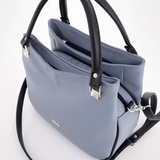 Сумка Саломея 203 гладкий серо-голубой + черный