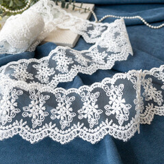 Кружево ажурное, белое, ширина 5,5 см, белое, длина 90 см