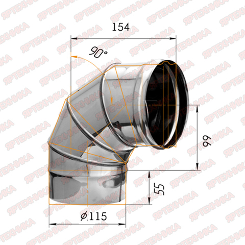 Отвод моно 90° d115мм (439/0,8мм) Ferrum