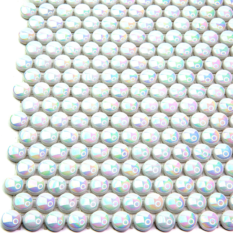 WH-001 Стеклянная круглая мозаичная плитка для стен в ванной и туалета