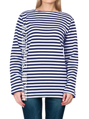 Купить тельняшку с начесом для девушки - Магазин тельняшек.ру 8-800-700-93-18 НАЧЕС Тельняшка утепленная ВМФ (темно-синяя полоса) ГОСТ МИНОБОРОНЫ 100% хлопок в Магазине тельняшек