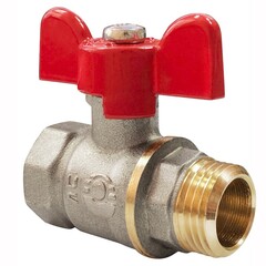 Кран латунный шаровой Valfex Optima.218.NLB1 11Б27фт1М, DN 15, PN 25, никелированный, муфта-штуцер бабочка