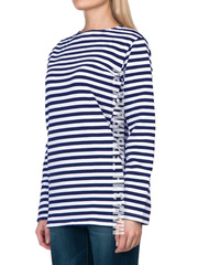 Купить тельняшку с начесом - Магазин тельняшек.ру 8-800-700-93-18 НАЧЕС Тельняшка утепленная ВМФ (темно-синяя полоса) ГОСТ МИНОБОРОНЫ 100% хлопок в Магазине тельняшек